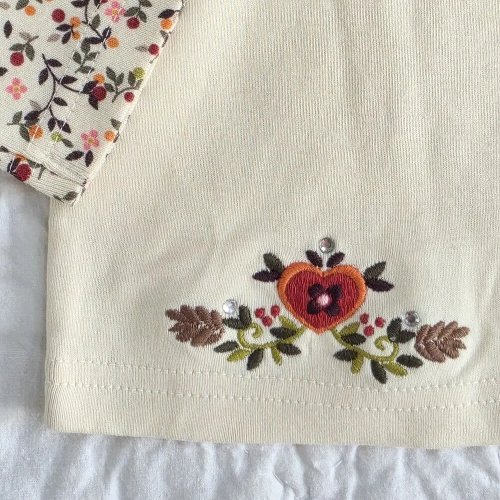 Vintage Gymboree Long Sleeve Top Size 5 Ivory Floral Layered Floral NWT